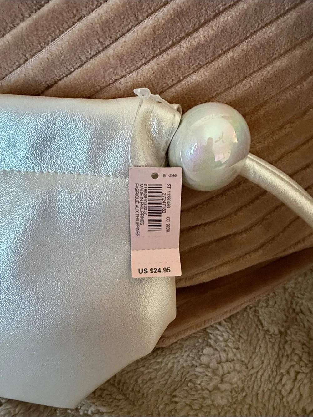 Victoria’s Secret Small Pearl-Accent Wristlet Clutch - Cream